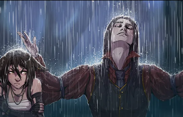 Girl, rain, Katrin, vampire, kitsune, Kate-FoX, Vicfrid Christopher Webster, Vicfrid Webster