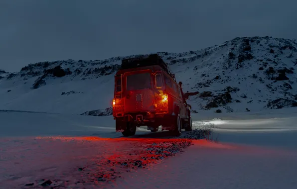 Land Rover, Winter, Mountain, Snow, Defender, Cold, Offroad, Car Lights
