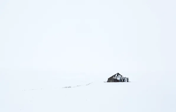 Картинка зима, поле, снег, сараи