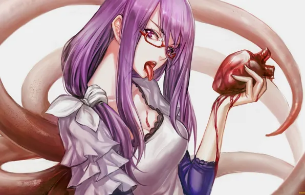 Сердце, аниме, anime, Tokyo Ghoul, Токийский Гуль, Tsukiyama Shuu, Kamishiro Rize