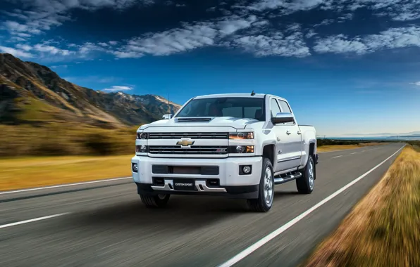 Скорость, Chevrolet, пикап, 2018, Crew Cab, LTZ, Silverado, 2500HD