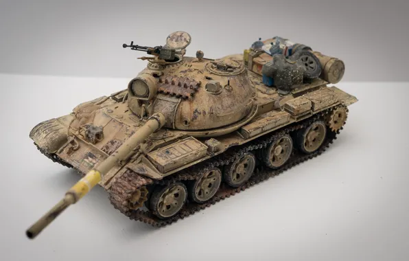 Картинка макро, игрушка, средний танк, моделька, Иракский Т-62
