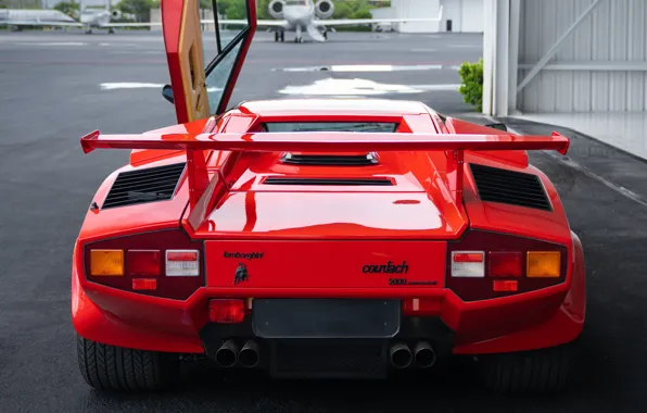 Lamborghini, supercar, Countach, Lamborghini Countach 5000QV, rear view