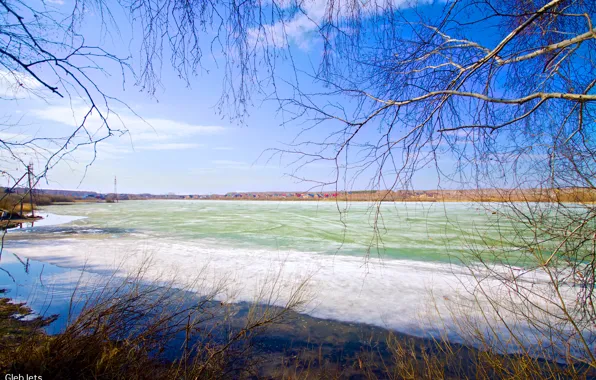 City, озеро, sea, winter