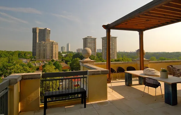 City, penthouse, interior, building, terrace