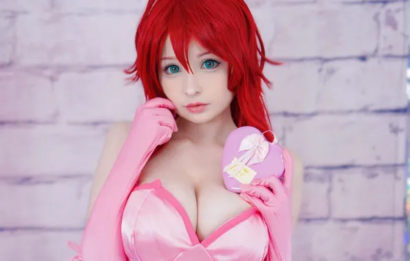 Girl, sexy, cleavage, blouse, red hair, long hair, boobs, beautiful