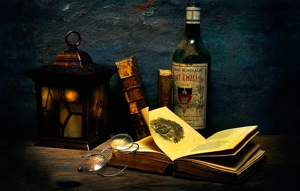Картинка бутылка, очки, книга, Time Capsule