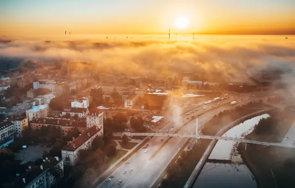 Lietuva, Kaunas, Autumn fog