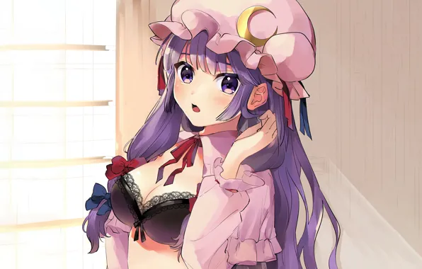 Girl, sexy, lingerie, bra, cleavage, long hair, boobs, anime