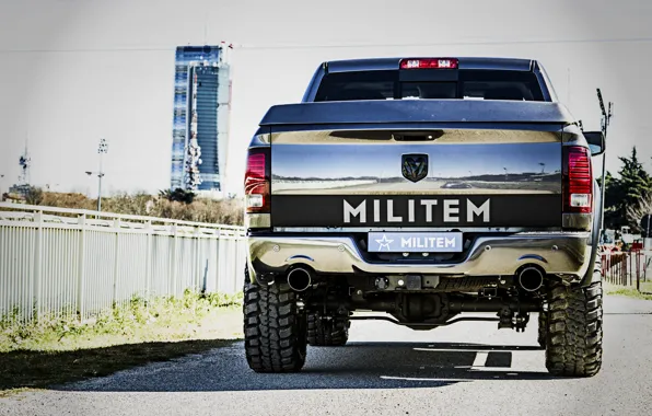 Картинка Dodge, вид сзади, пикап, Ram, 2017, 1500 RX Crew Cab, Militem