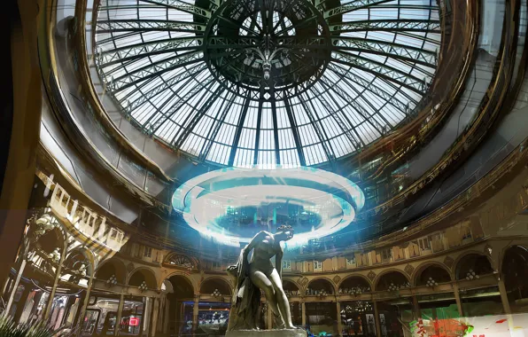 Здание, статуя, купол, Rememberme, place passage parisien