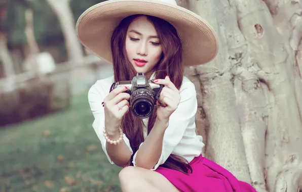 Взгляд, девушка, азиатка