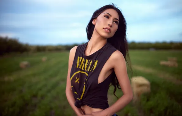 Девушка, лицо, фон, волосы, melissa