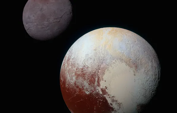 Картинка Плутон, фоне, New Horizons, спутника Харона