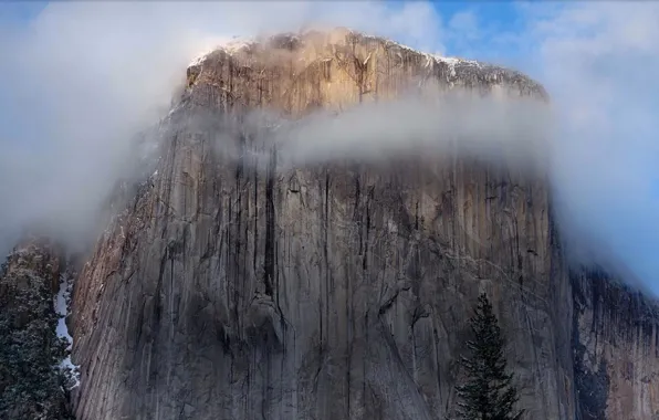 Картинка туман, apple, гора, mac, Yosemite