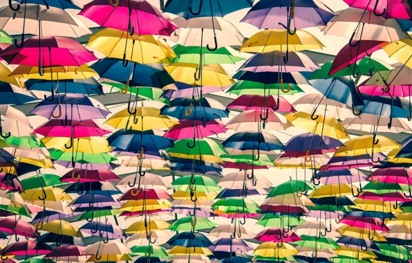 Фон, зонтики, разноцветные, много