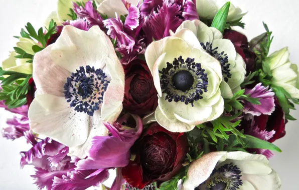 Букет, ирисы, анемоны, Bouquets