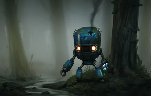 Рисунок, Робот, Лес, Art, Robot, by Guilherme Freitas, Guilherme Freitas, Lost Robot