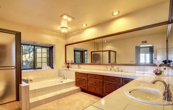 Зеркало, ванна, шкаф, Design, Bathroom, Interior