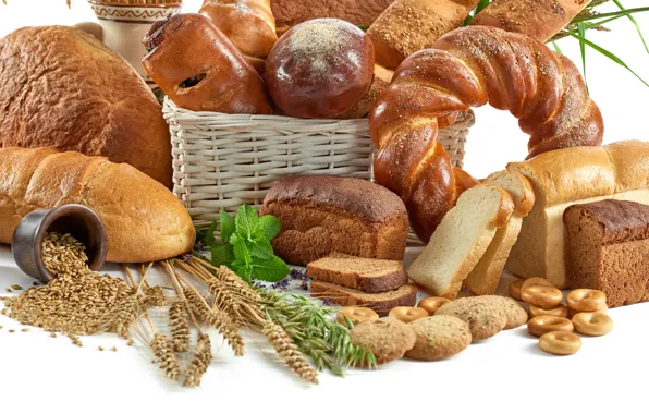 Пшеница, печенье, выпечка, ассорти, Хлеб