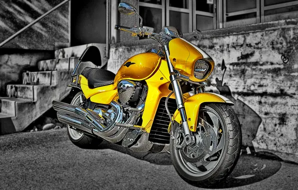 Картинка мотоцикл, harley, yellow machine