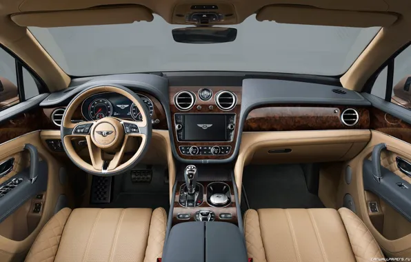 Дерево, Bentley, кожа, приборы, салон, руль.