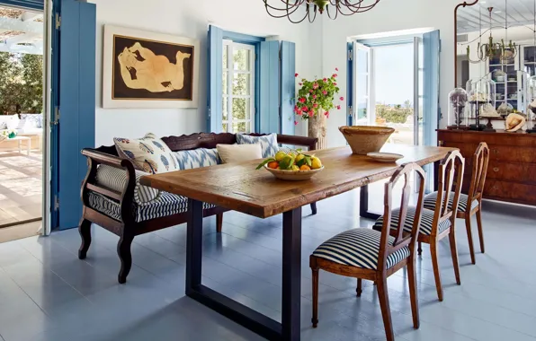 Стиль, интерьер, ферма, столовая, farmhouse, dining-room