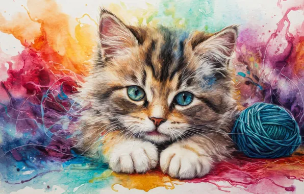 Кот, клубок, котёнок