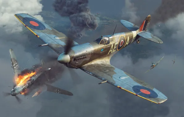 Истребитель, Великобритания, Supermarine Spitfire, Raf, Piotr Forkasiewicz, Spitfire Mk.Vb Late