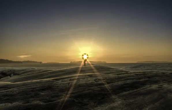 Картинка солнце, восход, залив, Finland, Through The Ring