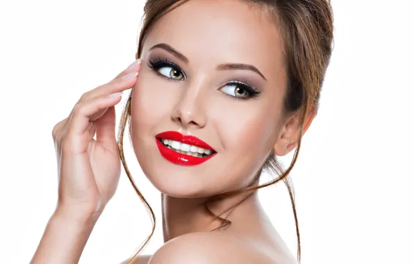 Картинка улыбка, руки, макияж, жест, фотомодель, Valua Vitaly