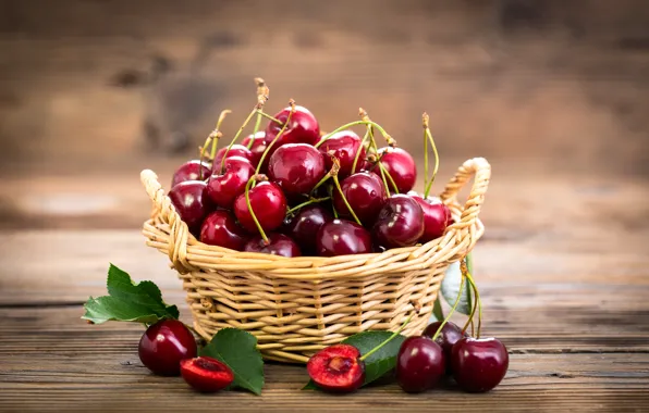 Картинка ягоды, корзина, fresh, черешня, fruit, спелая, cherry