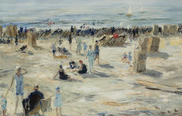 Море, картина, ПЛЯЖ, отдыхающие, Отто Эдуард Пиппель, Otto Eduard Pippel