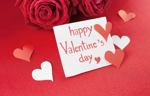 Картинка red, love, romantic, hearts, valentine's day, gift, roses, красные розы