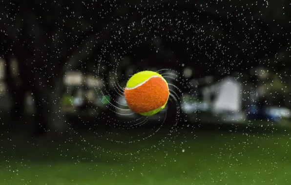 Полет, брызги, мяч, спираль, теннис, Water Galax