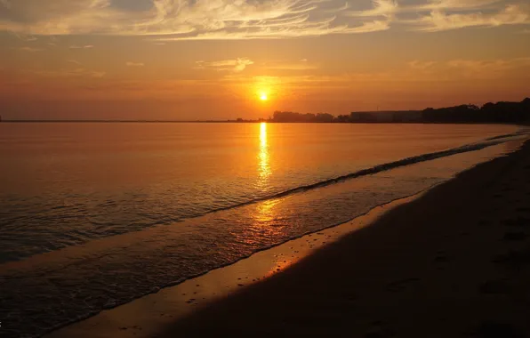 Beach, sea, ocean, sunset, water, wave, Baltic
