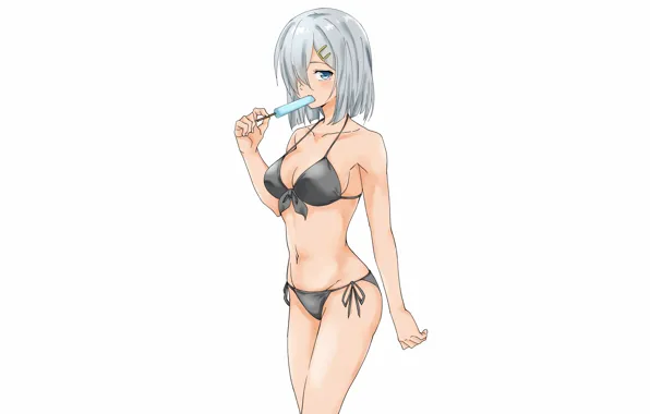 Girl, sexy, cleavage, boobs, anime, blue eyes, beautiful, short hair