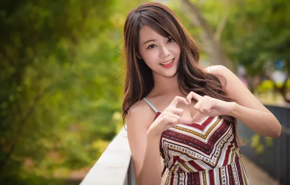 Картинка улыбка, сердечки, азиатка