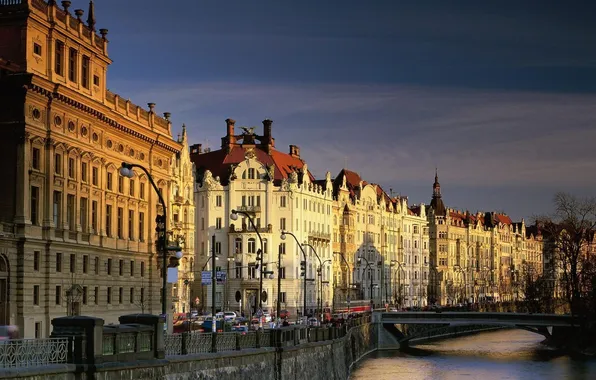 Картинка мост, Прага, Чехия, канал, Архитектура