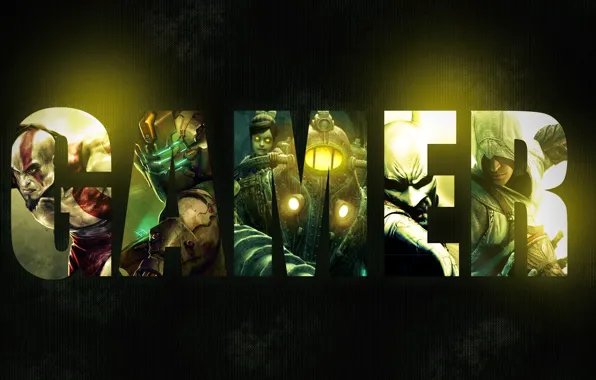 Картинка надпись, wallpaper, BioShock 2, Dead Space, god of war, Kratos, gamer, Batman: Arkham City