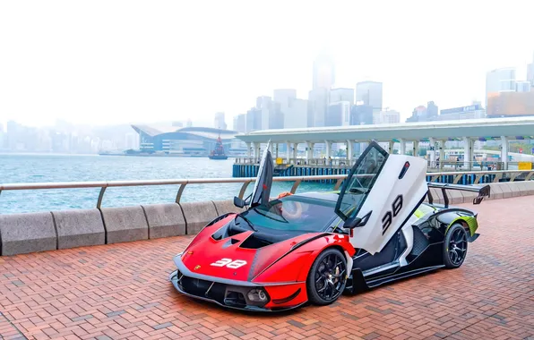 City, Lamborghini, cars, door, Lamborghini Essenza SC V12
