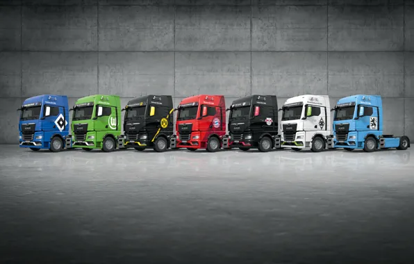 Borussia Dortmund, Bayern Munich, RB Leipzig, VFL Wolfsburg, MAN TGX 18.640, TSV 1860 Munich, Borussia …