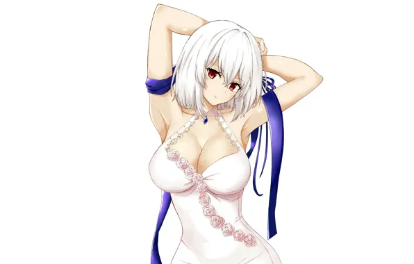 Girl, sexy, cleavage, dress, boobs, anime, beautiful, red eyes