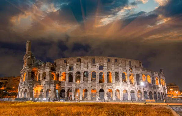 Небо, город, фото, Италия, развалины, Colosseum, Roma
