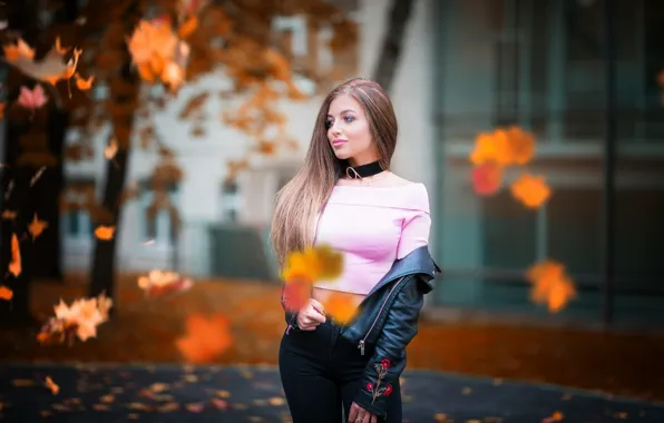 Картинка city, widescreen, girls, autumn, bokeh