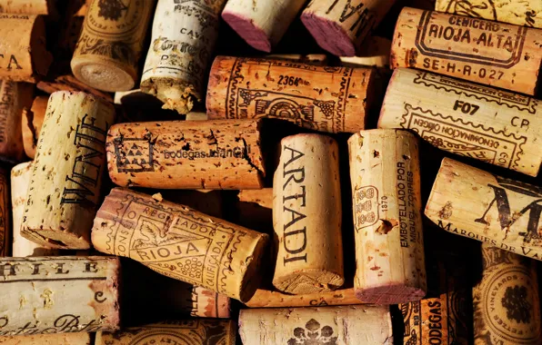 Cork, cork from bottles, colored pattern