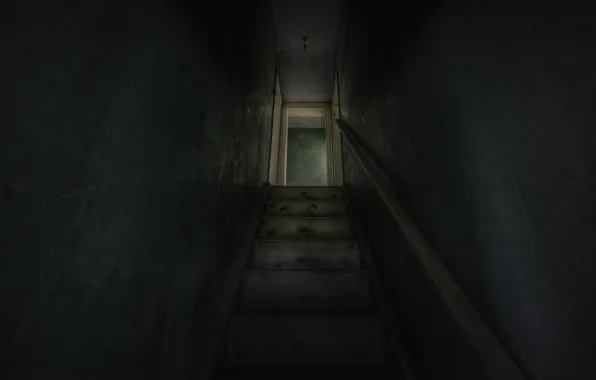 Мрак, интерьер, лестница