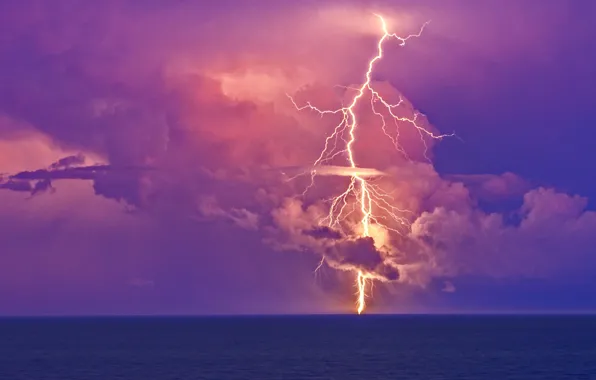 Картинка ocean, nature, water, lightning strike