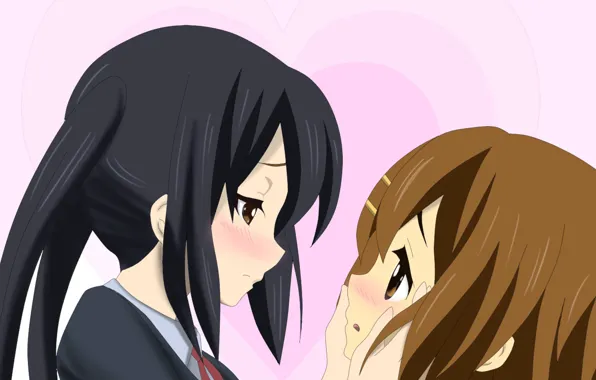 Розовый Фон, Пара, Аниме, Девочки, Anime, Girls, Манга, Manga