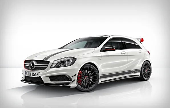 Белый, тюнинг, Mercedes-Benz, Мерседес, диски, спереди, AMG, A45